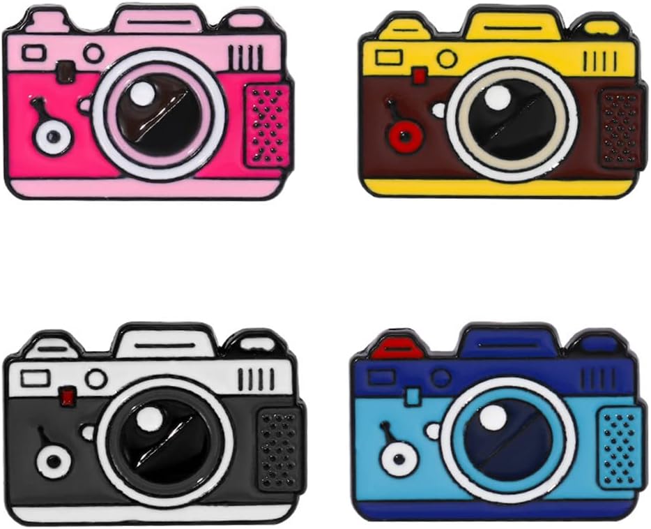 Camera Enamel Brooch Pins Trendy Vintage Cameras Lapel Badges Photographer Gift Funny Camera Enamel Pin Outdoor Travel Brooch Bag Clothes Hat Decoration for Men Women Girls Kids Gift