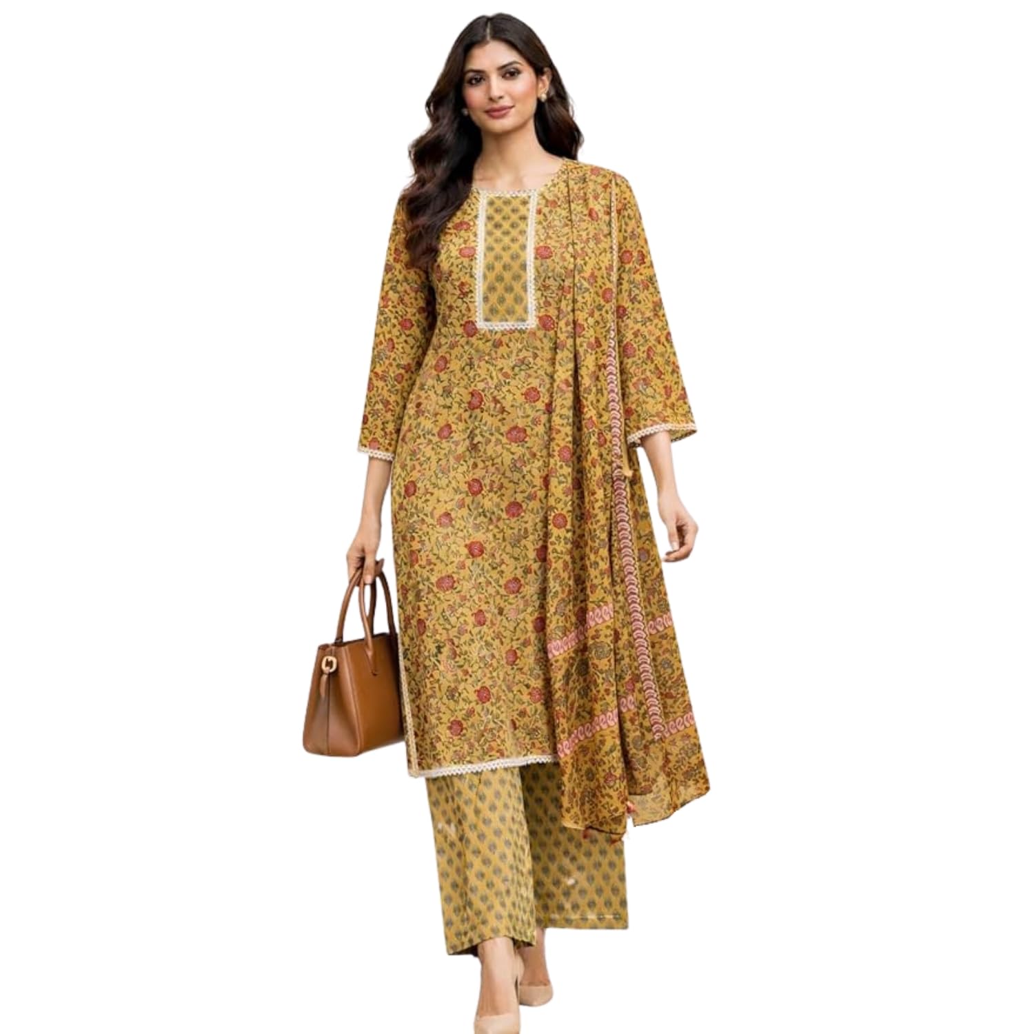attem Women’s Aqua Blue Floral Printed Kurta Pant Dupatta Set | Ethnic Pakistani Style Straight Kurti Suit for Women & Girls-picture-56
