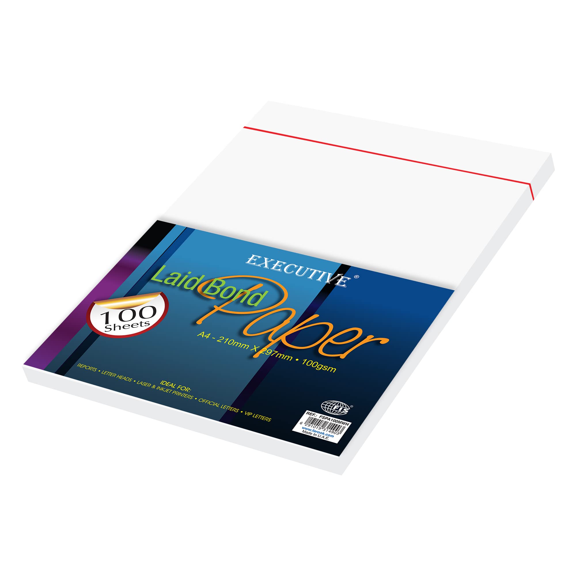 FISExecutive Laid Bond Paper, 100 Sheets, gsm, Moon Beam White Color, A4 Size - FSPA100MWH