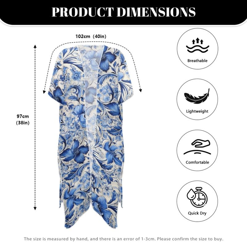 Irisjudy Women Beach Cover Up Cardigans Chiffon Open Front Kimono, Cute Fruits Loose Bathing Suit Cover Ups Wraps2