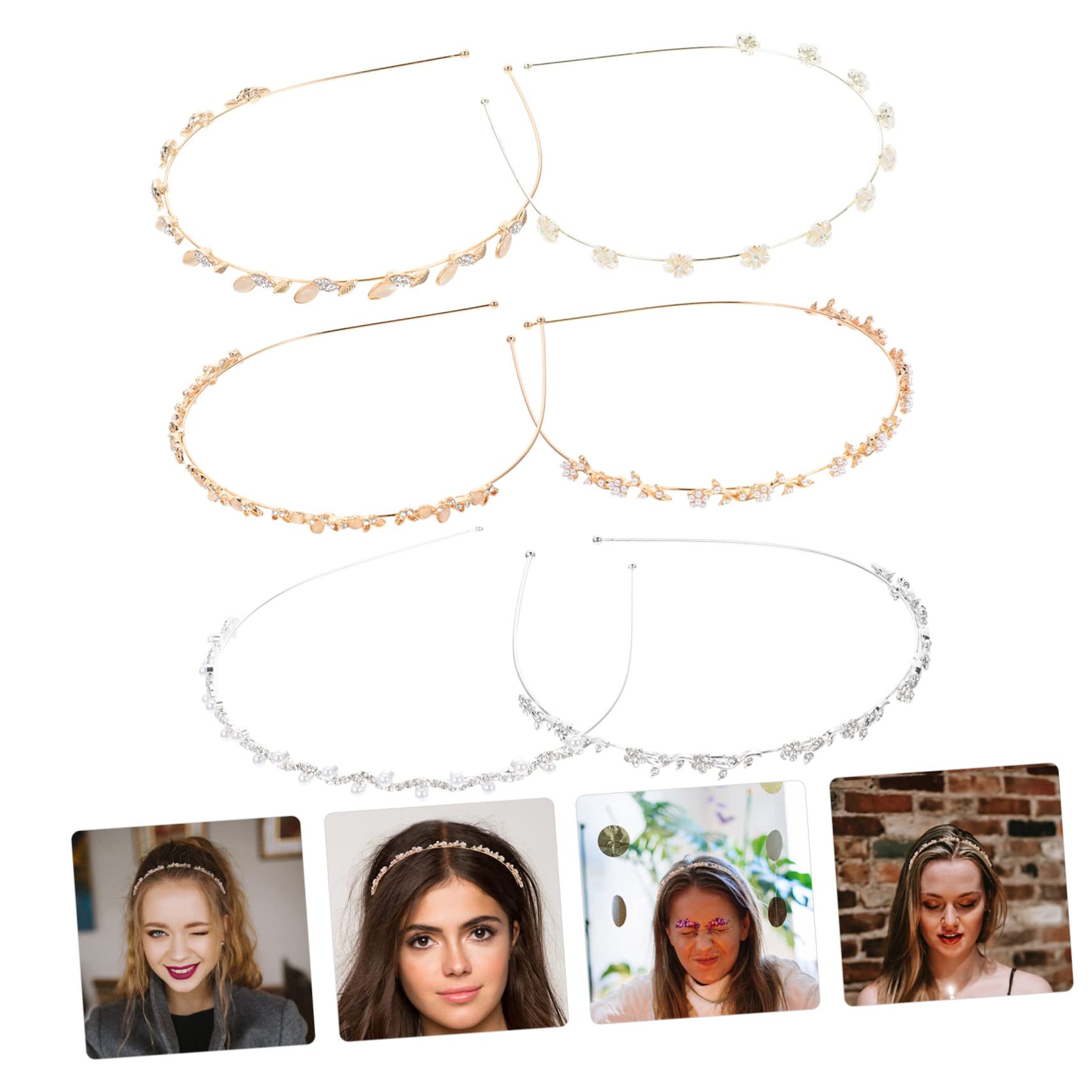FRCOLOR 18 Stück Strass Perlen Stirnband Goldene Stirnbänder Für Frauen Haarband Für Mädchen Perlen Haarschmuck Haarschmuck Für Frauen Goldene Hochzeitsdekoration Haarband Damen