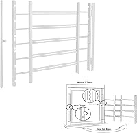 Vista 1 de Grisham PP SPAG Barras de Seguridad para Ventanas con Liberación Rápida de Emergencia, (Blanco, 5 Barras) 22'' de Alto x 22''- 42'' de Ancho
