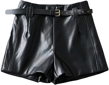Amazon.com: Pantalones de cuero vegano para mujer, elegantes pantalones  cortos de cuero sintético de cintura alta, ajustados a la moda, holgados,  elásticos : Ropa, Zapatos y Joyería