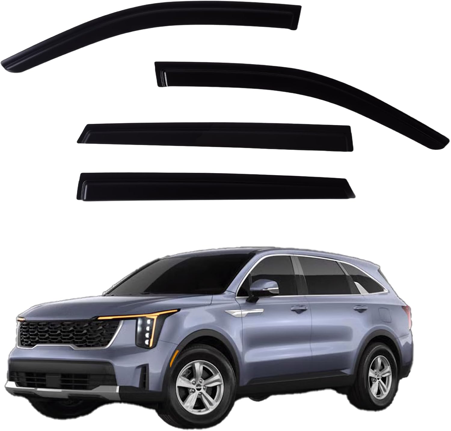 Window Visors Rain Guards Compatible with 2021-2026 Kia Sorento, Out-Channel Side Window Wind Deflectors Vent Shades Accessories, Dark Smoke 4 Pcs, 2022 2023 2024 2025