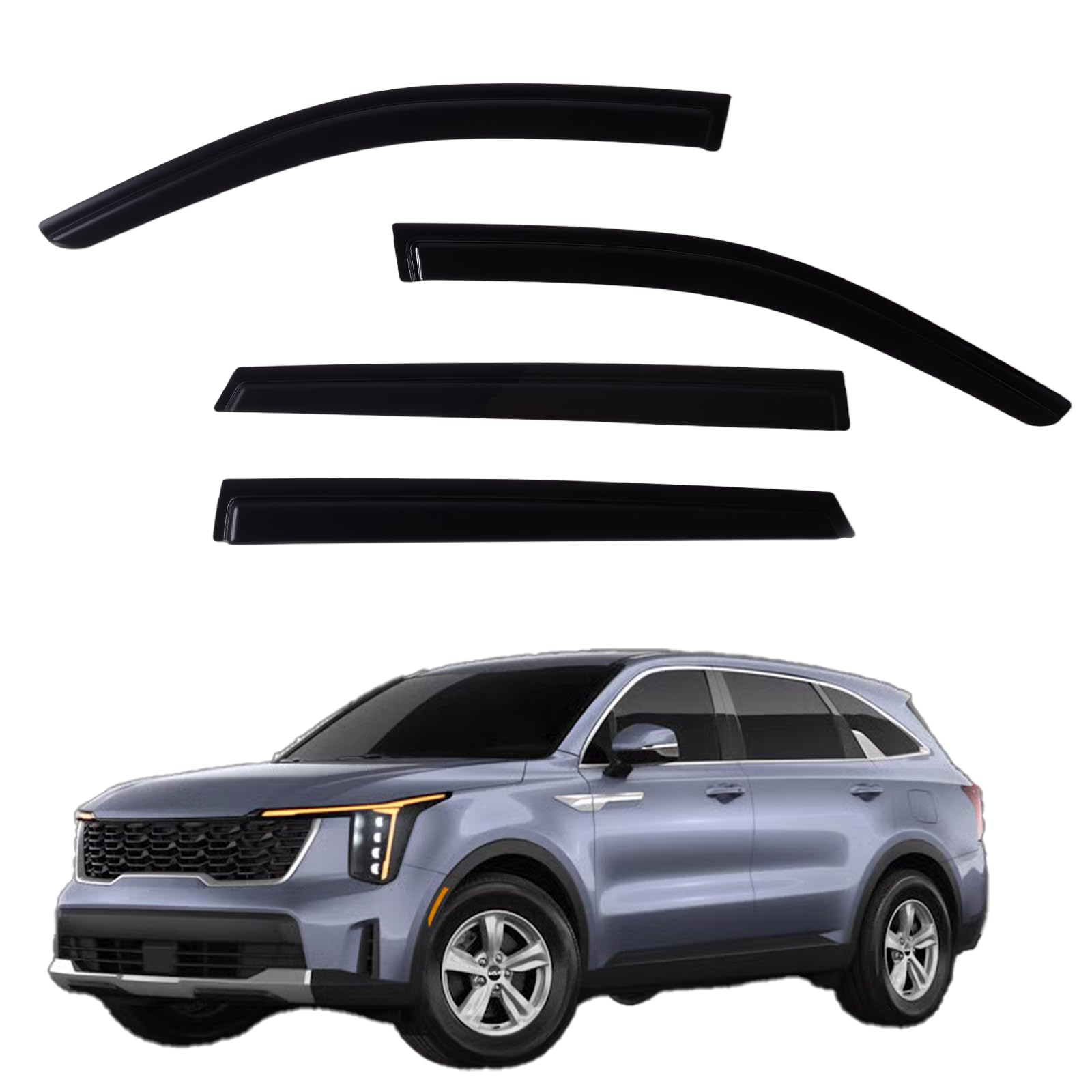 YLSCOO Window Visors Rain Guards Compatible with 2021-2026 Kia Sorento, Out-Channel Side Window Wind Deflectors Vent Shades Accessories, Dark Smoke 4