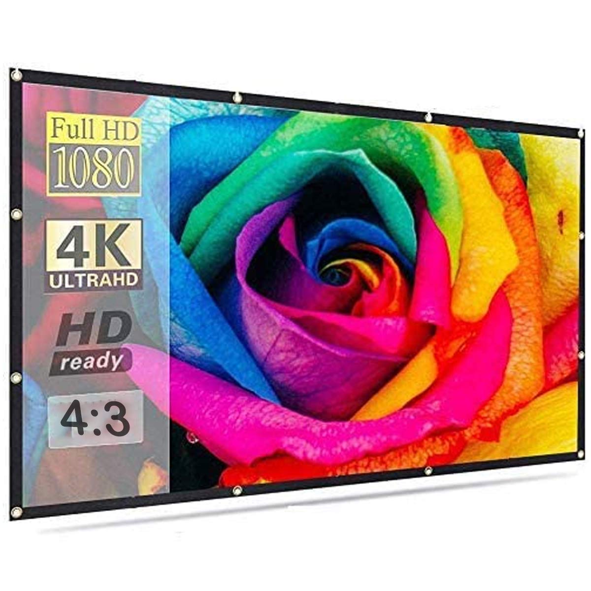 Savsol Projector Screen, Eyelet Screen (6 ft. (W) x 4 ft. (H) - 84" Inch) Diagonal Anti-Crease Projection Screen for Home Theater 4:03 Aspect Ratio 3D Supported-image-39