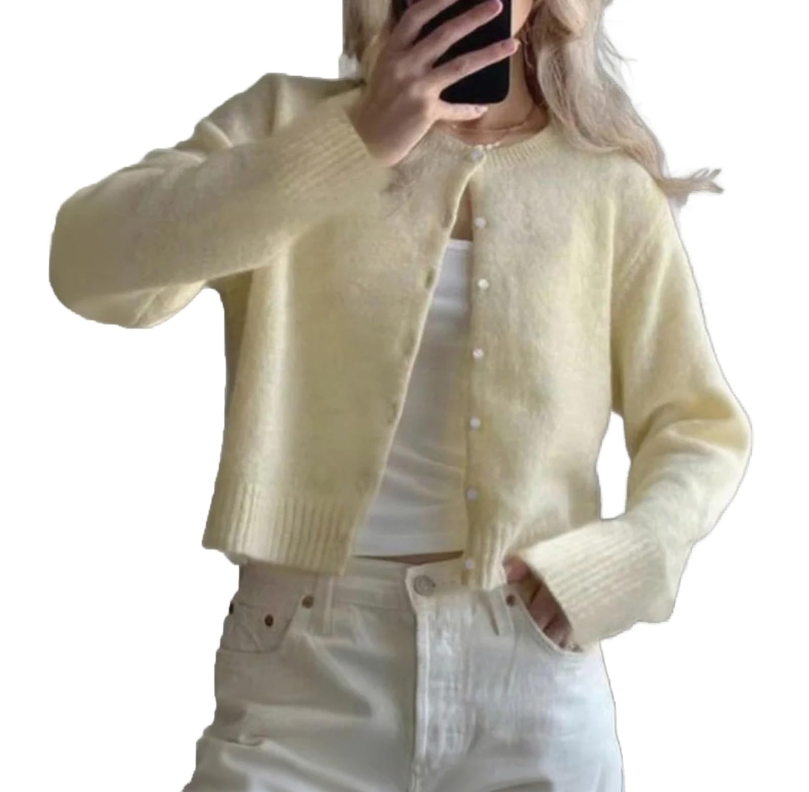 Womens Lightweight Y2K Slim Fit Knitted Cardigan Jacket Solid Colour Button Up Long Sleeve Streetwear Sweaters 2025 Trendy