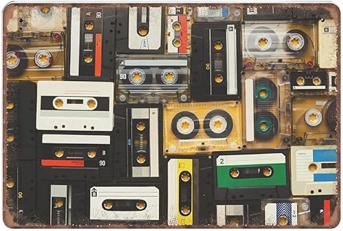 Creative Tin Sign Retro Audio Cassette Audio Tape Tin Sign Funny Vintage Metal Sign Plaqu Poster Wall Art Pub Bar Kitchen Garden Bathroom Home Decor
