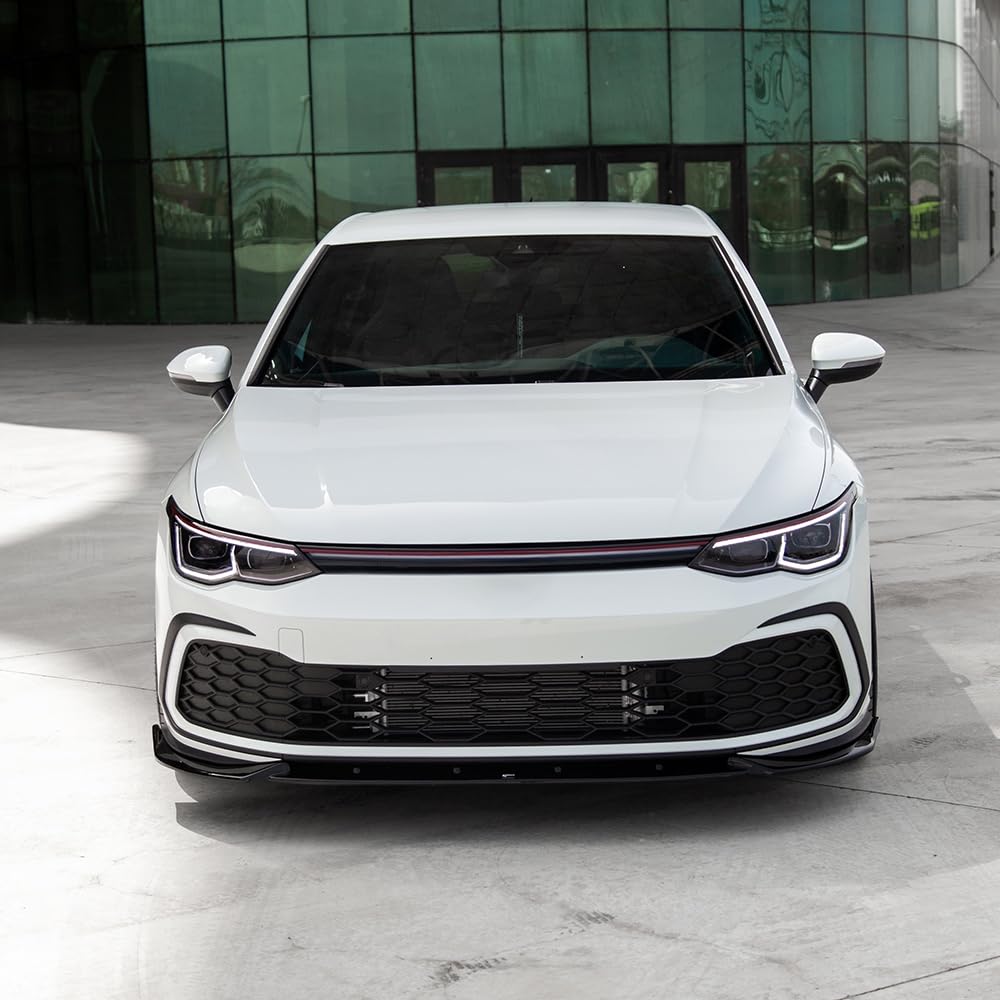 Frontlippe Frontspoiler kompatibel mit VW VOLKSWAGEN Golf 8 GTI GTE R Line 2020-2024 mit ABE TÜV Schwarz Glänzend
