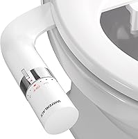 WATERLACE Dual Nozzle Non-Electric Bidet Attachment for Toilet - Ultra-Thin Rear & Feminine Wash, Adjustable Pressure, Easy Install (White)