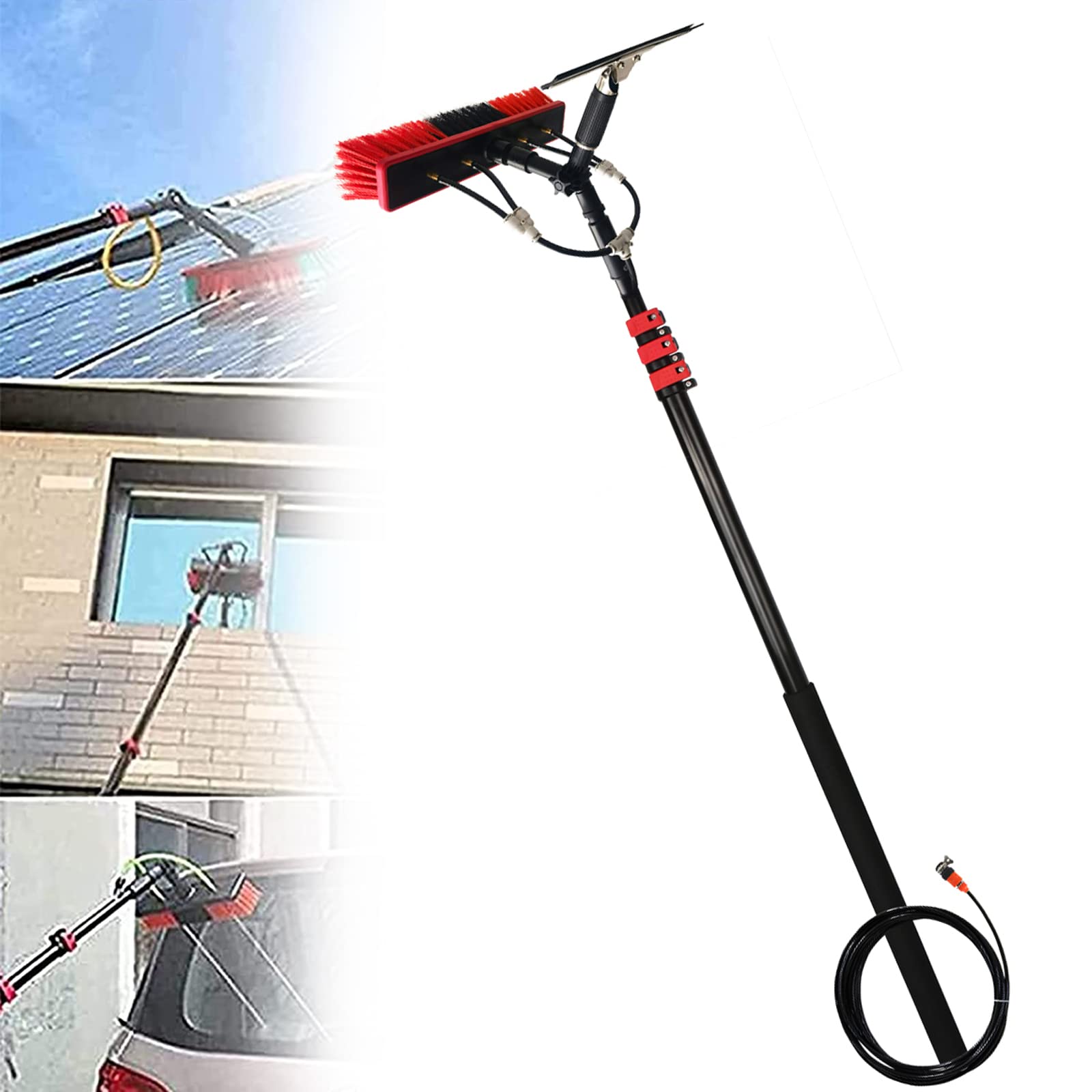 GTHTUHFD 3.6-11M Window Cleaning Pole Window Cleaner Kit Water/Hose Fed Pole Window Cleaning Brush Equipment Cleaning Photovoltaic Solar Panels/30Cm Brush Head For Cleaner Ou,24ft/7.2m