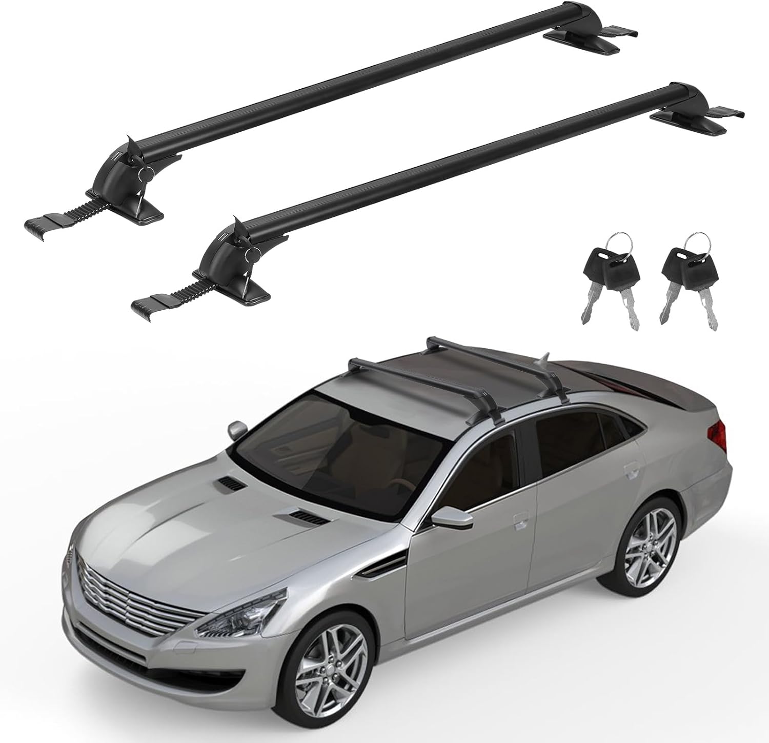 TeqHome Universal Roof Rack Cross Bars w/Anti-Theft Lock - 43" Aluminum Alloy, 165LBS Capacity for Kayaks, Bikes, Surfboards