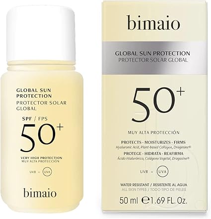 BIMAIO Protector Solar Facial FPS50 Todo en Uno con Colágeno y Ácido Hialurónico