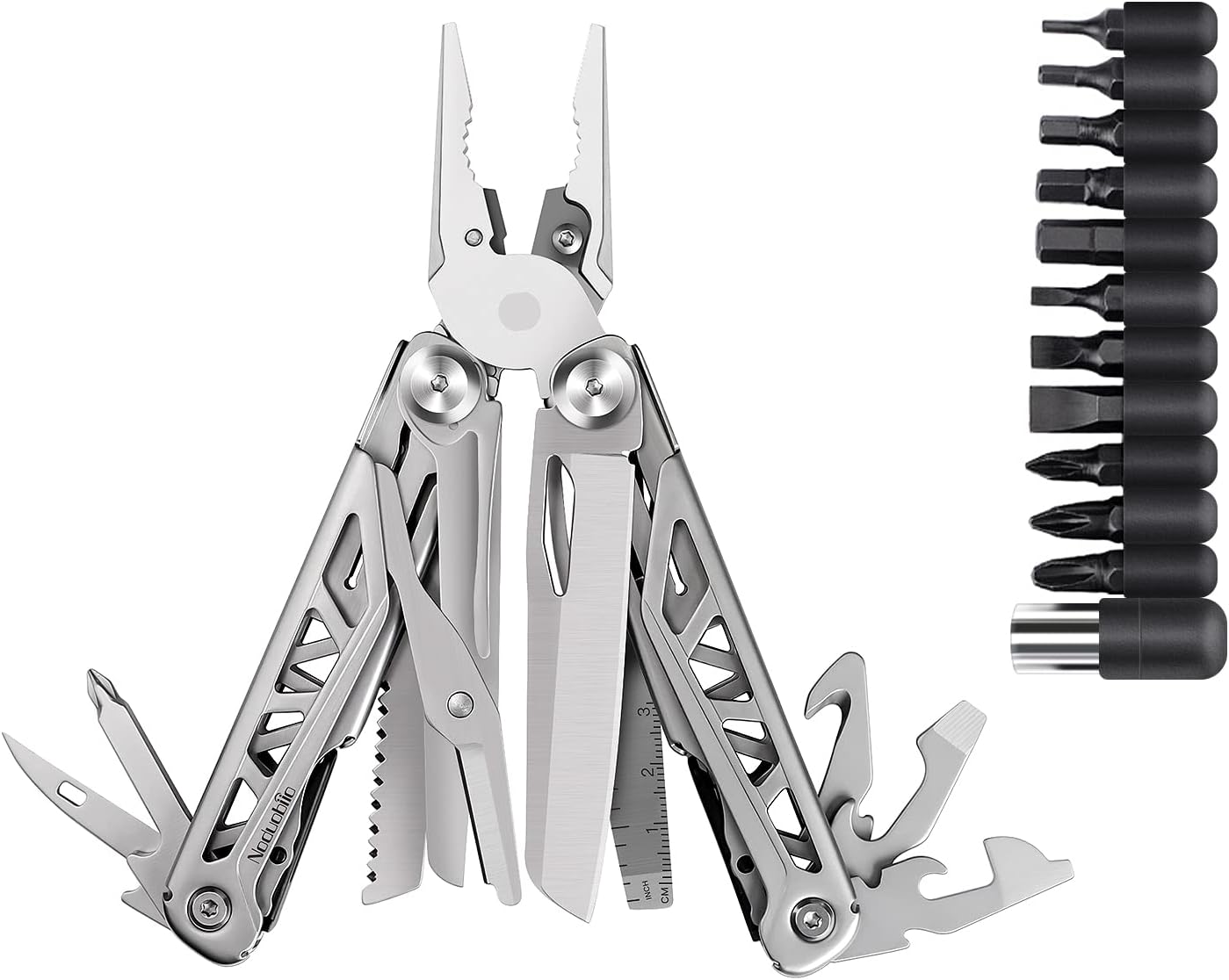 Multitool Pliers NODUOBIIO, 17-in-1 Pocket Knife Pliers Kit, Replaceable Wire Cutters, Spring-Action Scissors and Nylon Sheath, 420 Stainless Steel Multi-tool for Camping, Hunting, Fishing and Hiking