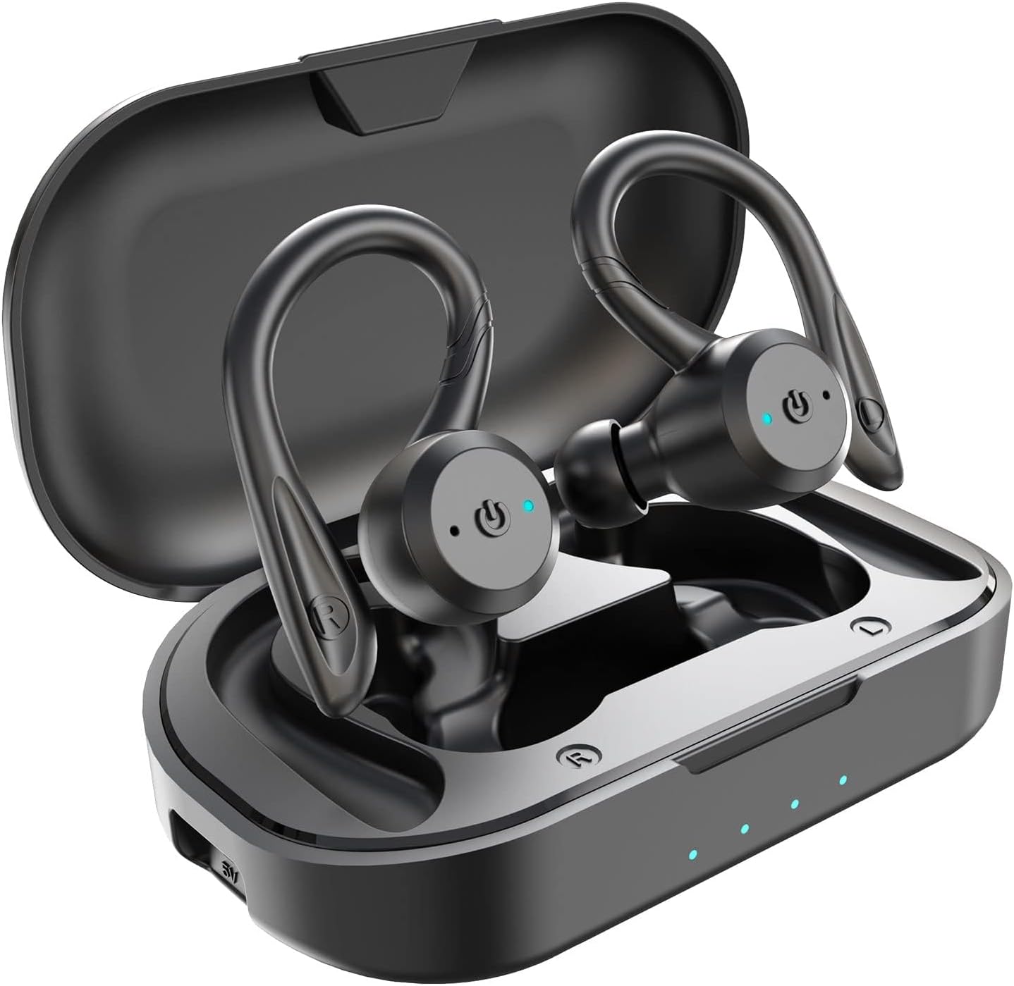 APEKX Bluetooth Headphones True Wireless Earbuds with Charging Case IPX7 Waterproof Stereo Sound Earphones Built-in Mic In-Ear Headsets Deep Bass for Sport Running Black