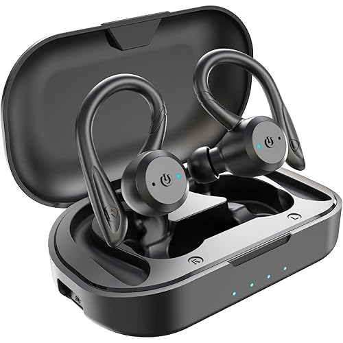 APEKX Bluetooth Headphones True Wireless Earbuds with Charging Case IPX7 Waterproof Stereo Sound Earphones Built-in Mic in-Ear Headsets Deep Bass for Sport Running Black