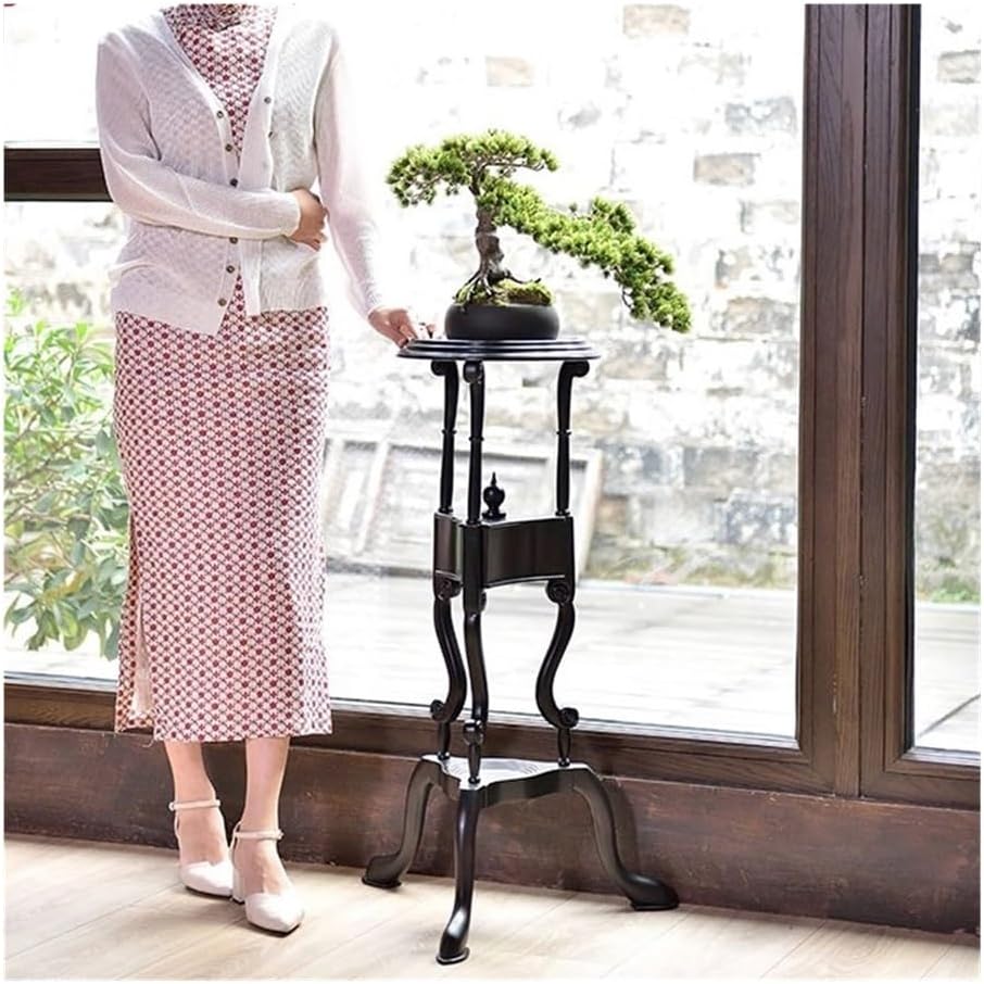 Plant Shelf, Vintage Style Three Legged Bonsai Base, Indoor Corner Redwood Display Rack