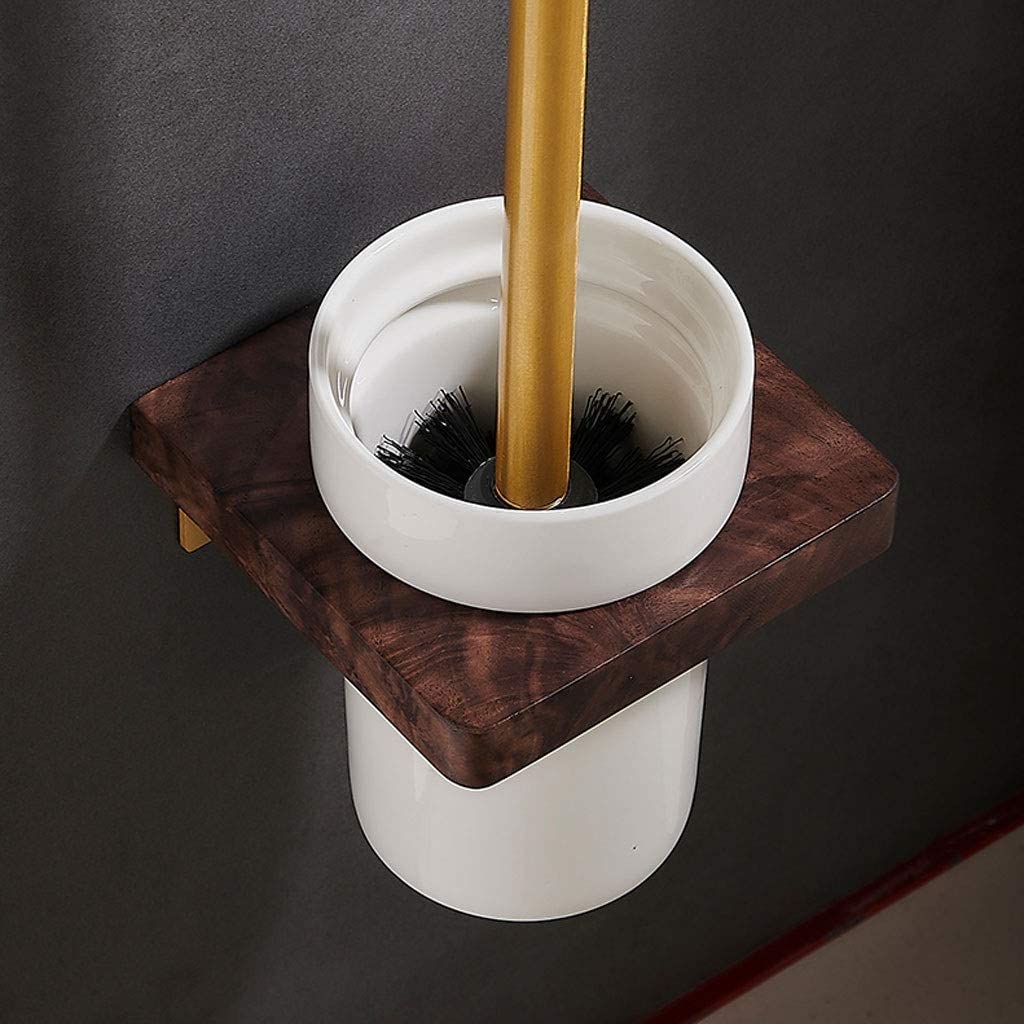 Uso Baños PúBlicos Juego De Cepillo Y Soporte para Inodoro Montado En La Pared Limpieza Madera Maciza Cerámica para para Higiénico Apto Mayoría Inodoros