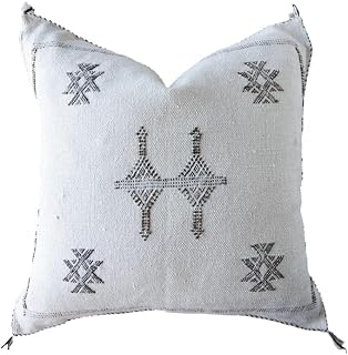 Moroccan white cactus silk pillow, white handmade cactus silk pillow cover, moroccan cover white cactus silk pillow case