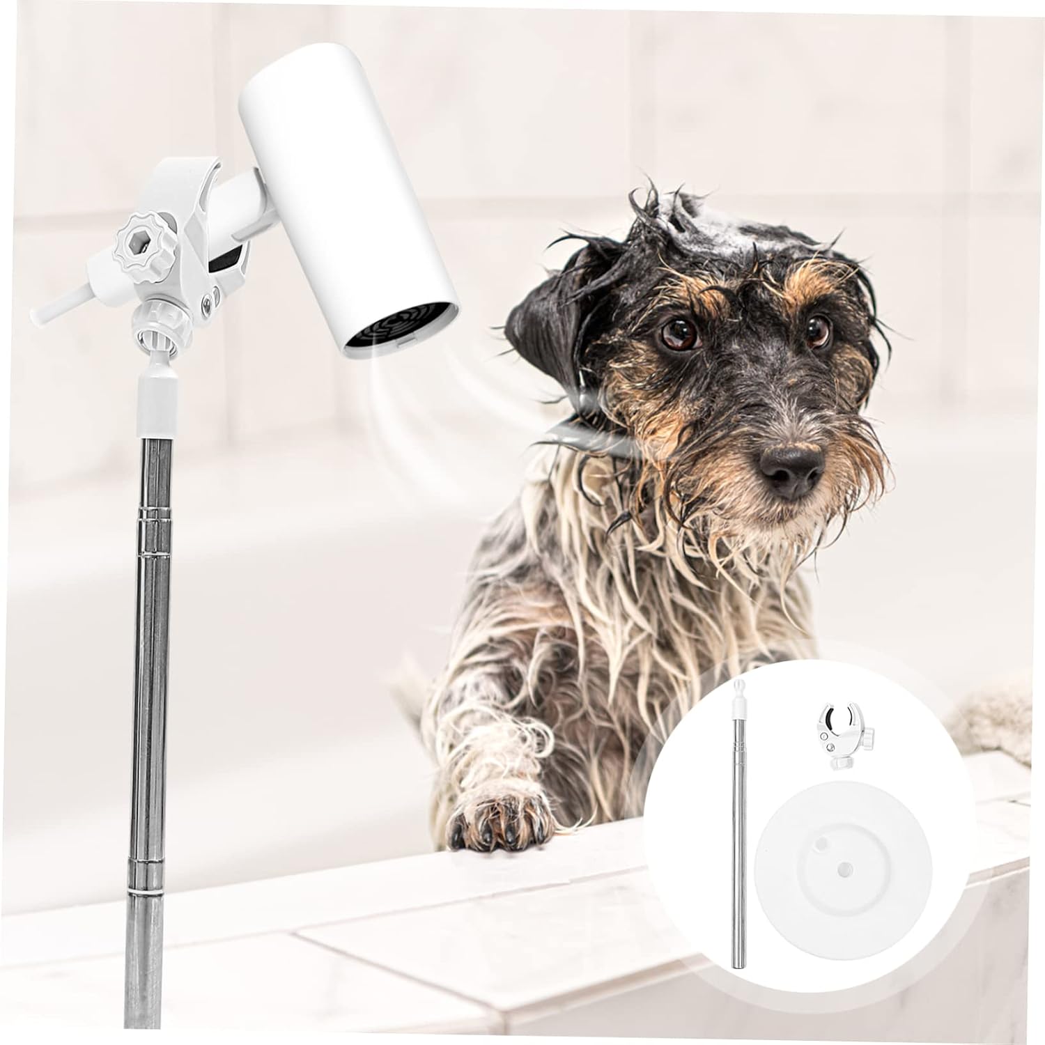 IMIKEYA Dog Grooming Blow Dryer Holder Hair Dryer Rack Hands- Stand Rotatable Easy Installation White