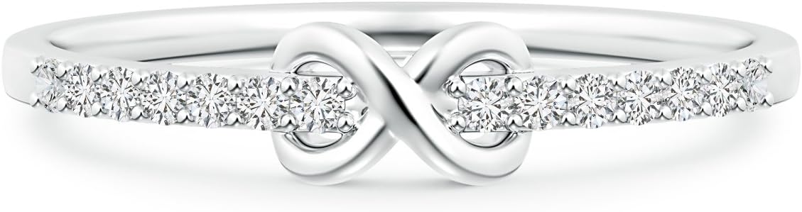 Pure IgnisRound Lab Created Diamond Infinity Promise Ring For Her in 14k Solid Gold/ 925 Sterling Silver (0.14ctw. H Color, SI2 Clarity) - Valentines day gifts
