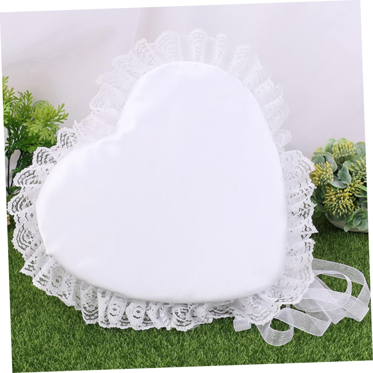 Floral Lace Bearer Pillow for Wedding Ceremony Elegant Decorative Cushion for Engagement Memory Keepsake for Bride and Groom