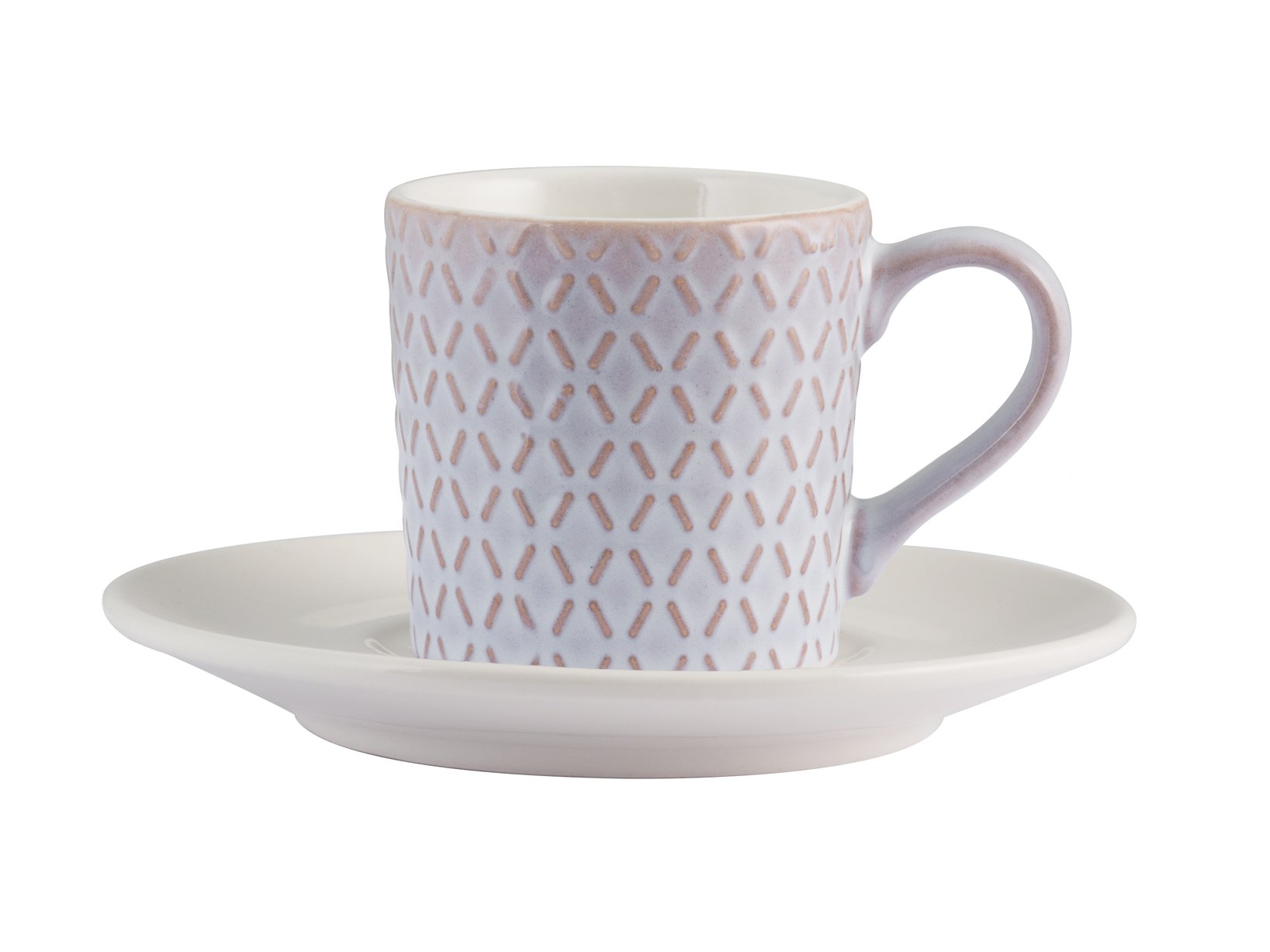 H&H Lilian Set 6 Tazzine caffè con Piatto, Stoneware, 80 ml