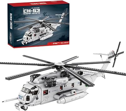 Military Helicopter Building Brick Set, 1/35 CH-53E Superstallion Helicopter Model Building Kit for Adults CH-53E Fighter Building Blocks MOC Military Helicopter Toys 2192 Pieces
