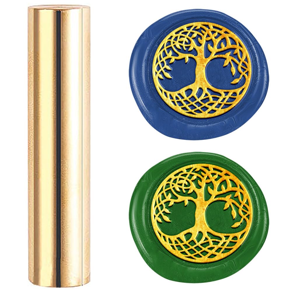DELORIGIN Tree of Life 15mm Mini Brass Wax Seal Stamp Gun Wax Seal Vegetative Vintage Sealing Stamps Sealing Wax for Wedding Invitations Envelopes Engagement Party Wine Packing Greeting Cards Gift