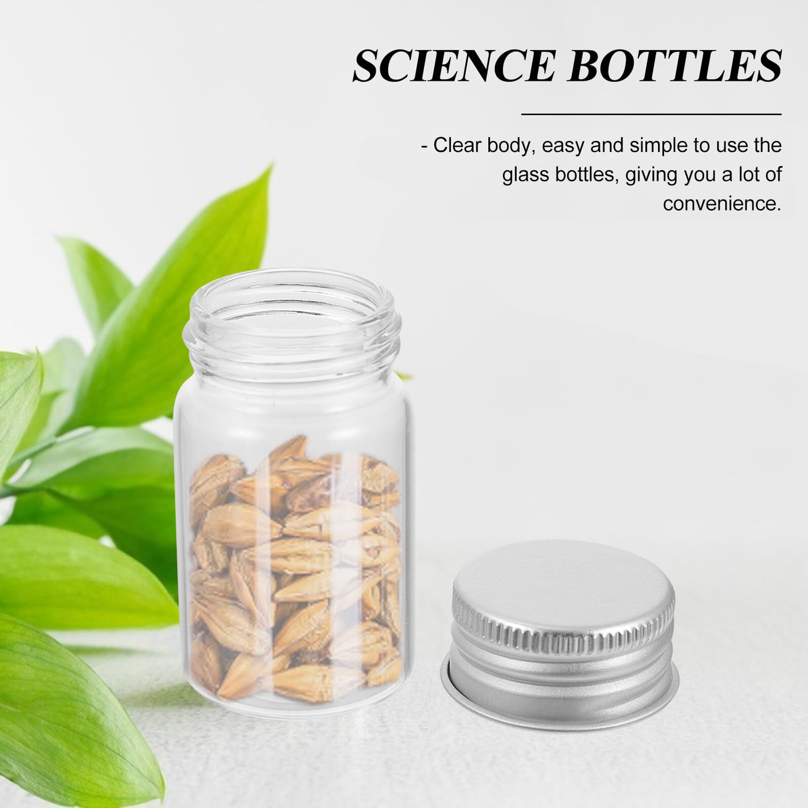 DOITOOL 50piezas Botellas de Vidrio Transparentes de Vidrio para Muestras de Laboratorio con Tapa Frascos para Uso Cocina o Manualidades