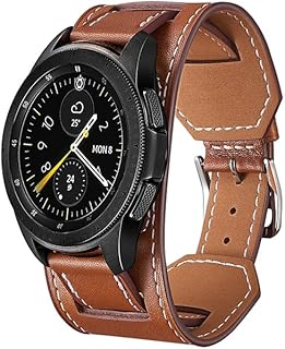 VZEXJIU Cuff Armband Kompatibel mit Samsung Galaxy Watch 7 6 5 4 FE Lederarmband 44mm 40mm 47mm 43mm 46mm 42mm Watch 5 Pro 20mm Echtes Leder Ersatzband für Herren Damen
