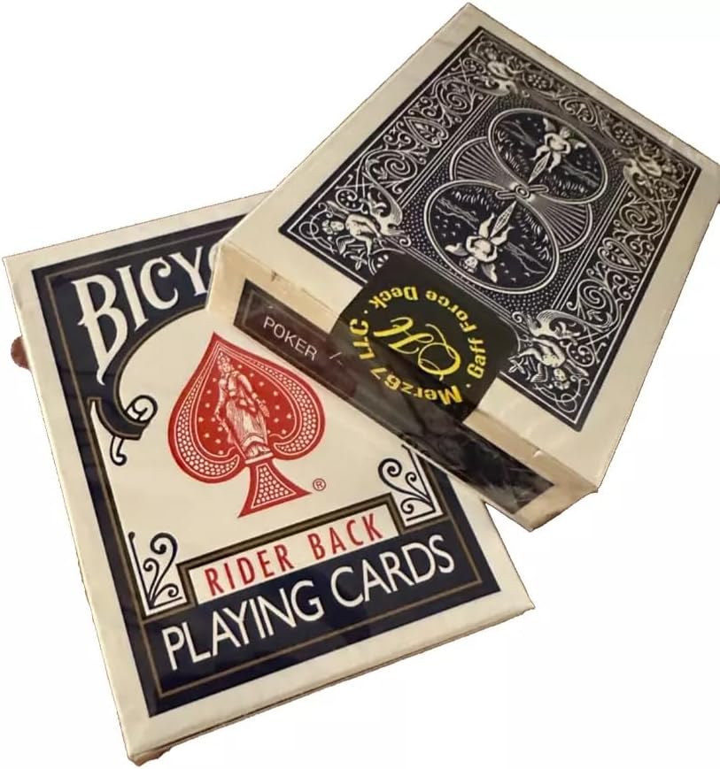 Bicycle 1 Deck One Way Queen Hearts Blue Force Playing Same + 4 Gaff Magic Cards