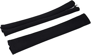 ZUQ 2 Piezas Fundas Reposabrazos de Brazo de Silla de Oficina, Elástica Silla Apoyabrazos Cubierta con Cremallera Decoración de Hogar Oficina Negro 45x8.5cm