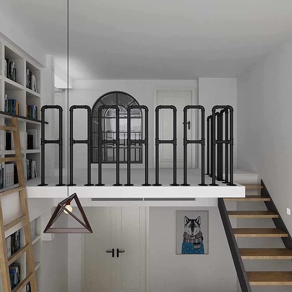 Barandilla metálica para escaleras, pasamanos Negros en Forma de U, barandilla Antideslizante para escaleras, Barra de Apoyo para pasillos de lofts de Villas, para escalones interi