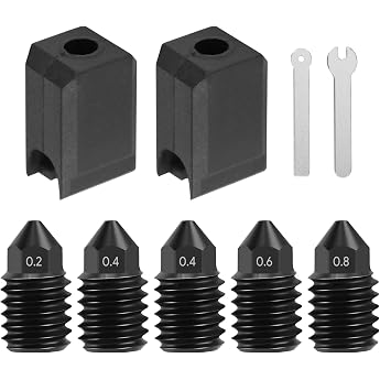 Hardened Steel Nozzles for P1P/P1S/X1/X1C/X1E/Kobra 3 Combo/Adventurer 5M/5M Pro 0.2 mm 0.4 mm 0.6 mm 0.8 mm, with Extra Sili
