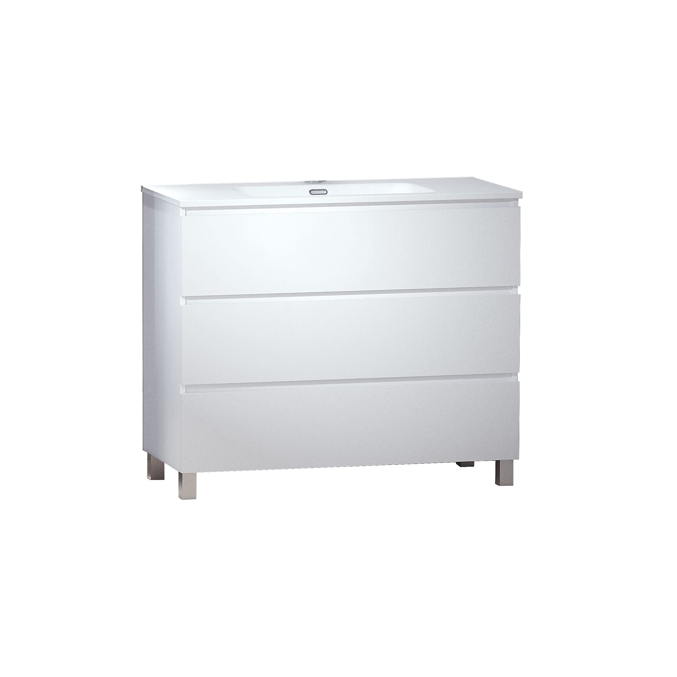 Baikal Mueble de Baño TRIX. Mueble 3 cajones, con Patas. Varios Acabados y Medidas. Mueble Montado. 3 Cajones 100 cm Blanco