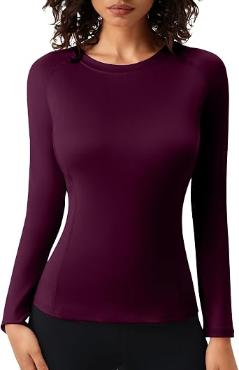 Compression Shirt Women Long Sleeve Workout Tops Athletic Gym Moisture Wicking T-Shirt Running Yoga Base Layer