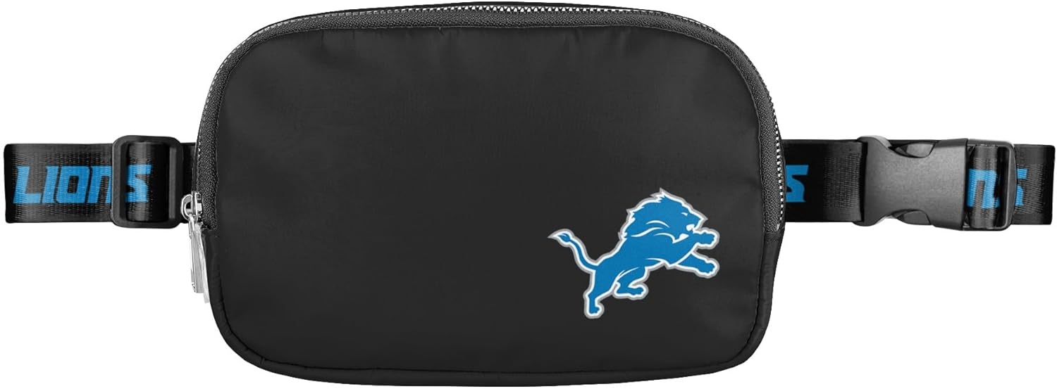 NFL FOCO Detroit Lions Large Black Team Wordmark Crossbody Belt Bag Tote Bag Purse