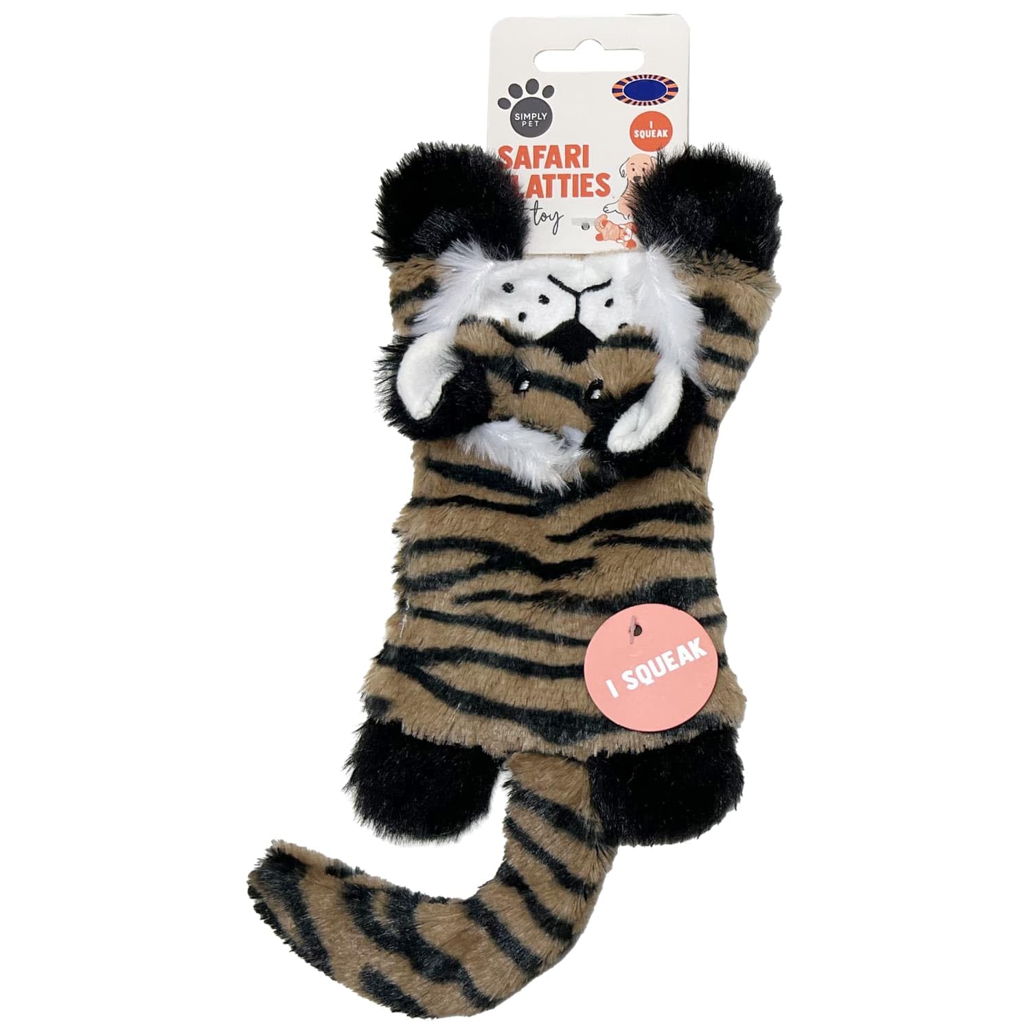 BargainsMania Safari Flatties Dog Toy - This Safari Flatties Dog Toy Is Made For Fun Play With Your Pooch - Complete With A Squeaker (Tiger)