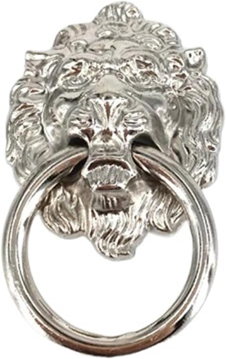 1x Antique Chic Dresser Knobs Pulls Drawer Rings Pulls Lion Head Furniture Knob Door Knocker Kitchen Cabinet Handle(Bronze)