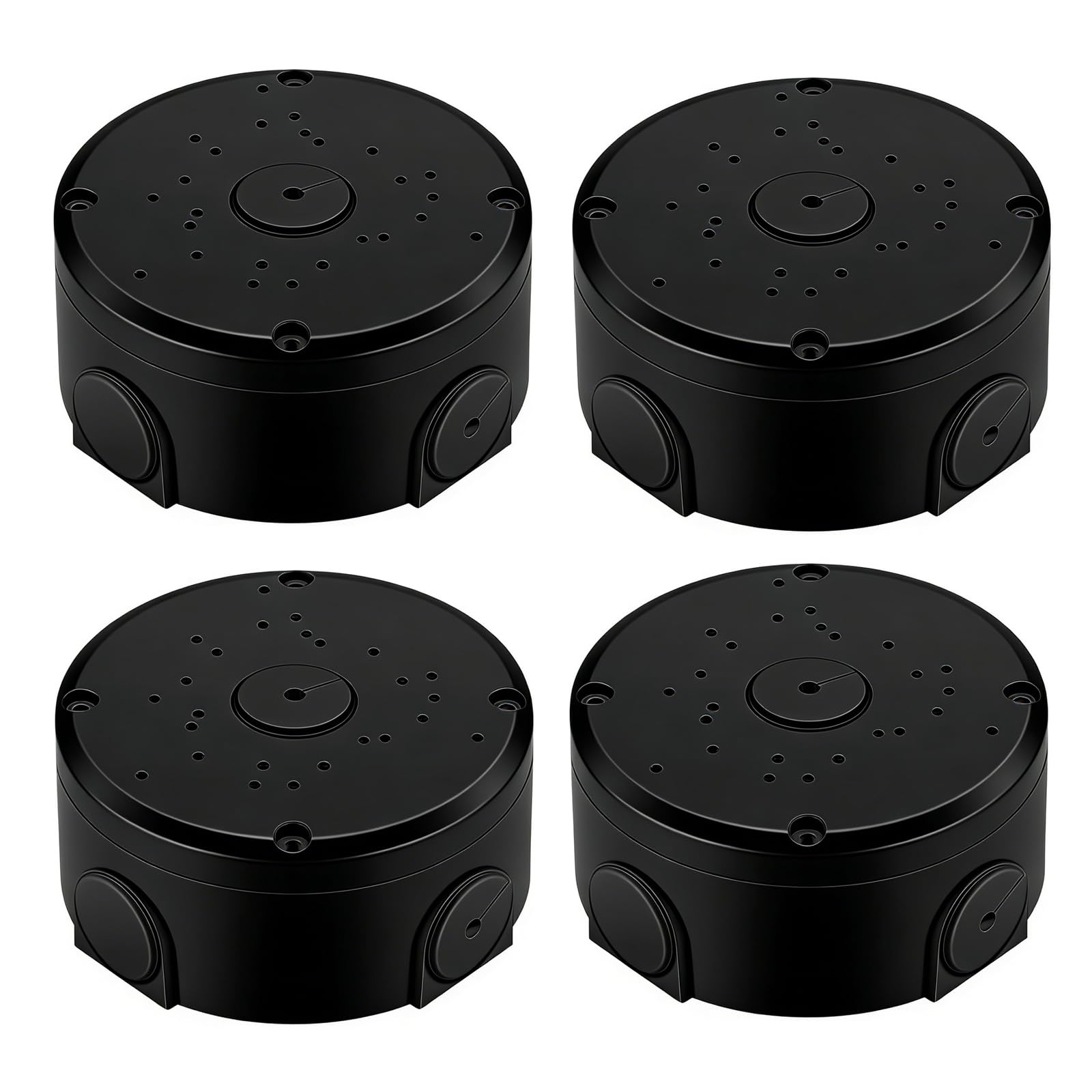 BHVSON Universal Round ABS Junction Box Mount Bracket for Security Camera,IP54 Weatherproof Camera Junction Box Base for Wall Ceiling Installation(4 Pack Black)