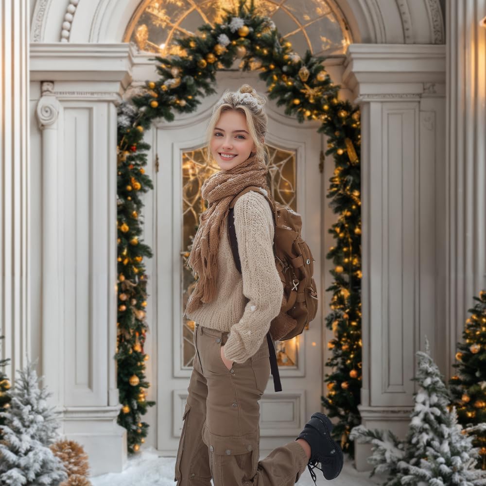 Kate 7x5ft/2.2x1.5m Christmas Backdrop Doorway Xmas Tree Snowy Scene Photo Background Photography Studio Props