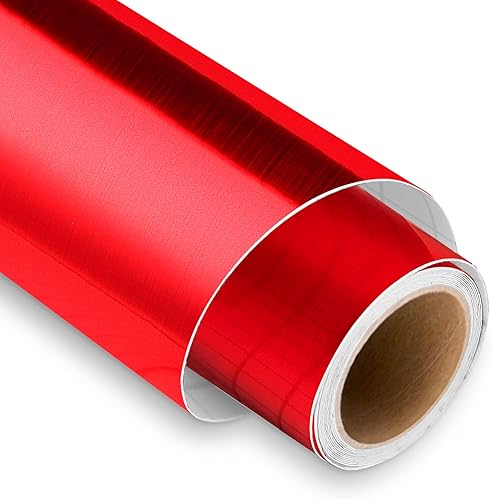 Miniatura 1 de Lya Vinyl Rollo de vinilo permanente rojo cepillado de 12 pulgadas x 6 pies, vinilo permanente metálico para exteriores, rollo de vinilo adhesivo