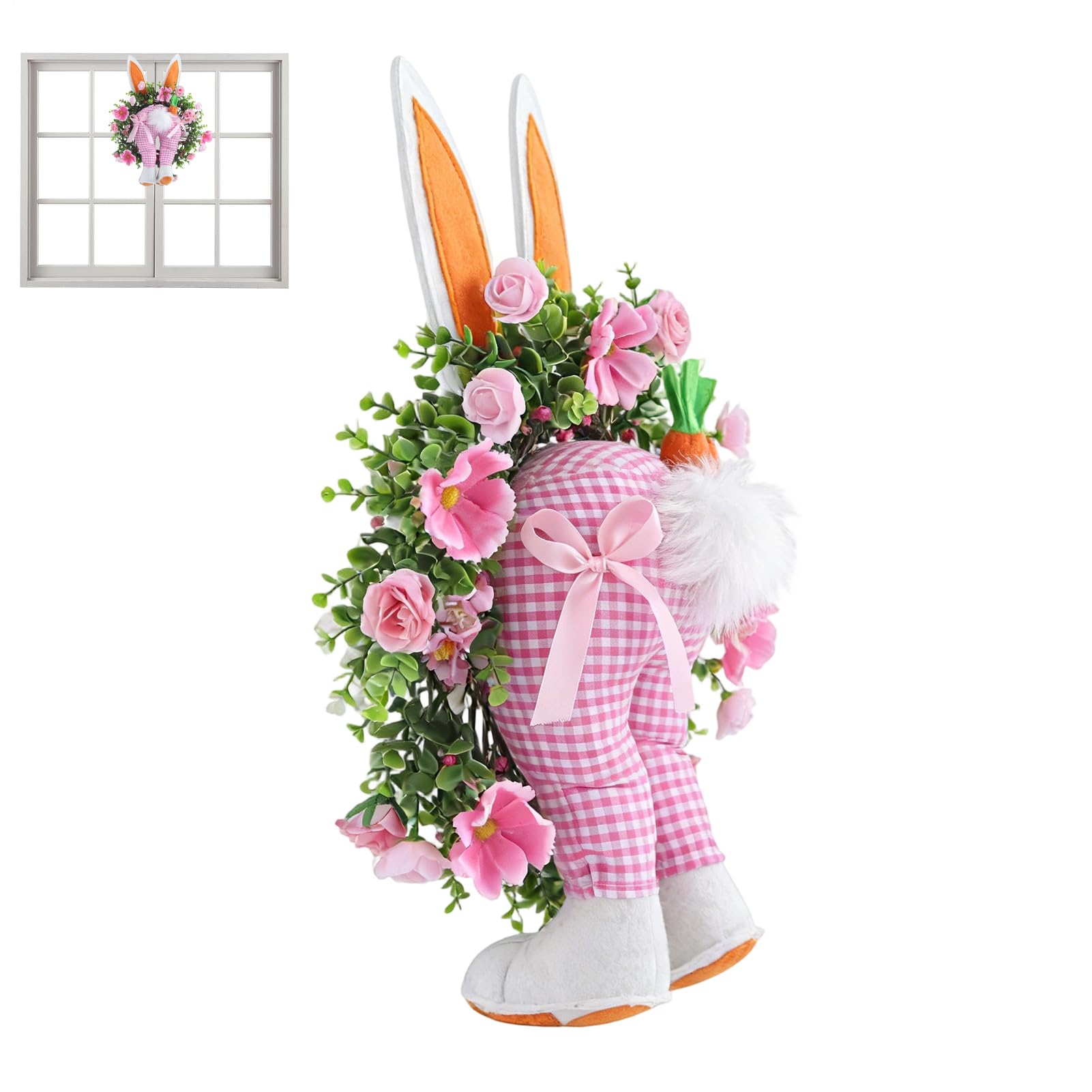 Couronne de Pâques pour porte entrée - Déco printanière durable lapin