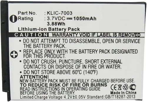 Miniatura 2 de Synergy Digital Baterías para cámara, compatibles con cámara digital Kodak KLIC-7003, (Li-ion, 3.7V, 1050mAh), repuesto para batería Kodak