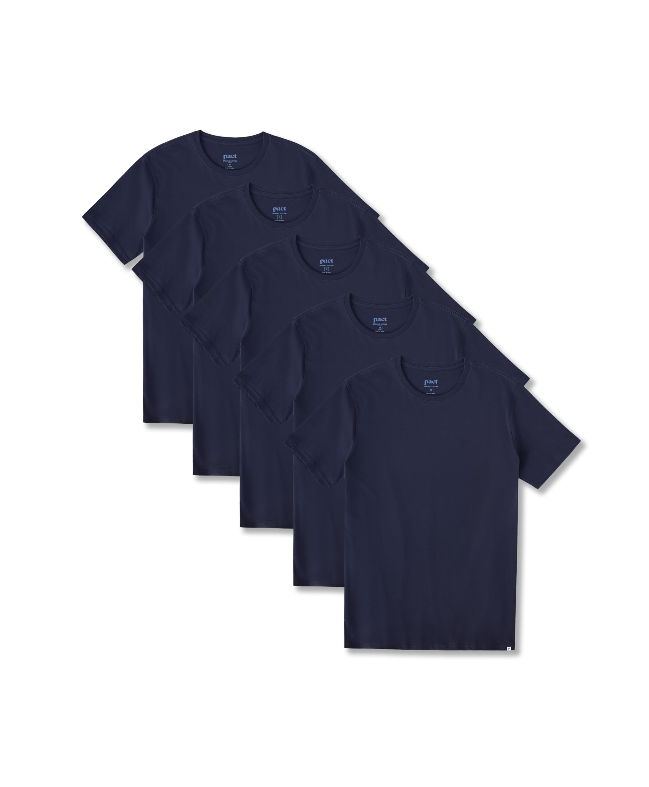 PactMen's Organic Softspun Semi-Fitted Crew Neck T-Shirt, Pack of 5