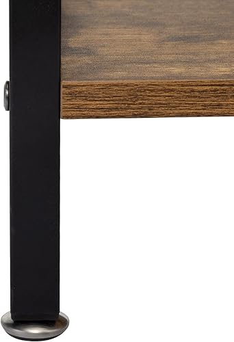 Miniatura 6 de Juego de 2 mesas auxiliares industriales con cajón, estante de almacenamiento y marco de metal, mesita de noche para sala de estar, dormitorio,