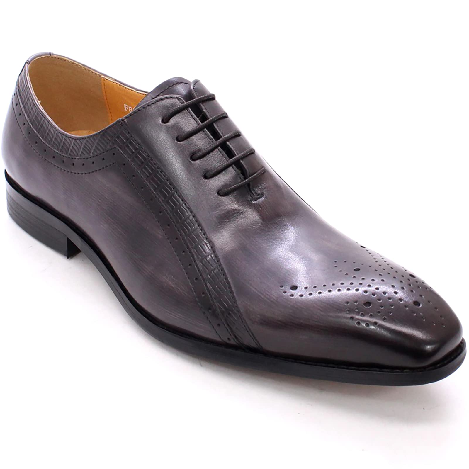 GenericMens Formal Dress Classic Oxfords Work Uniform Wingtip Leather Lace-ups Wedding Party Brogues Derbys,Grey-42