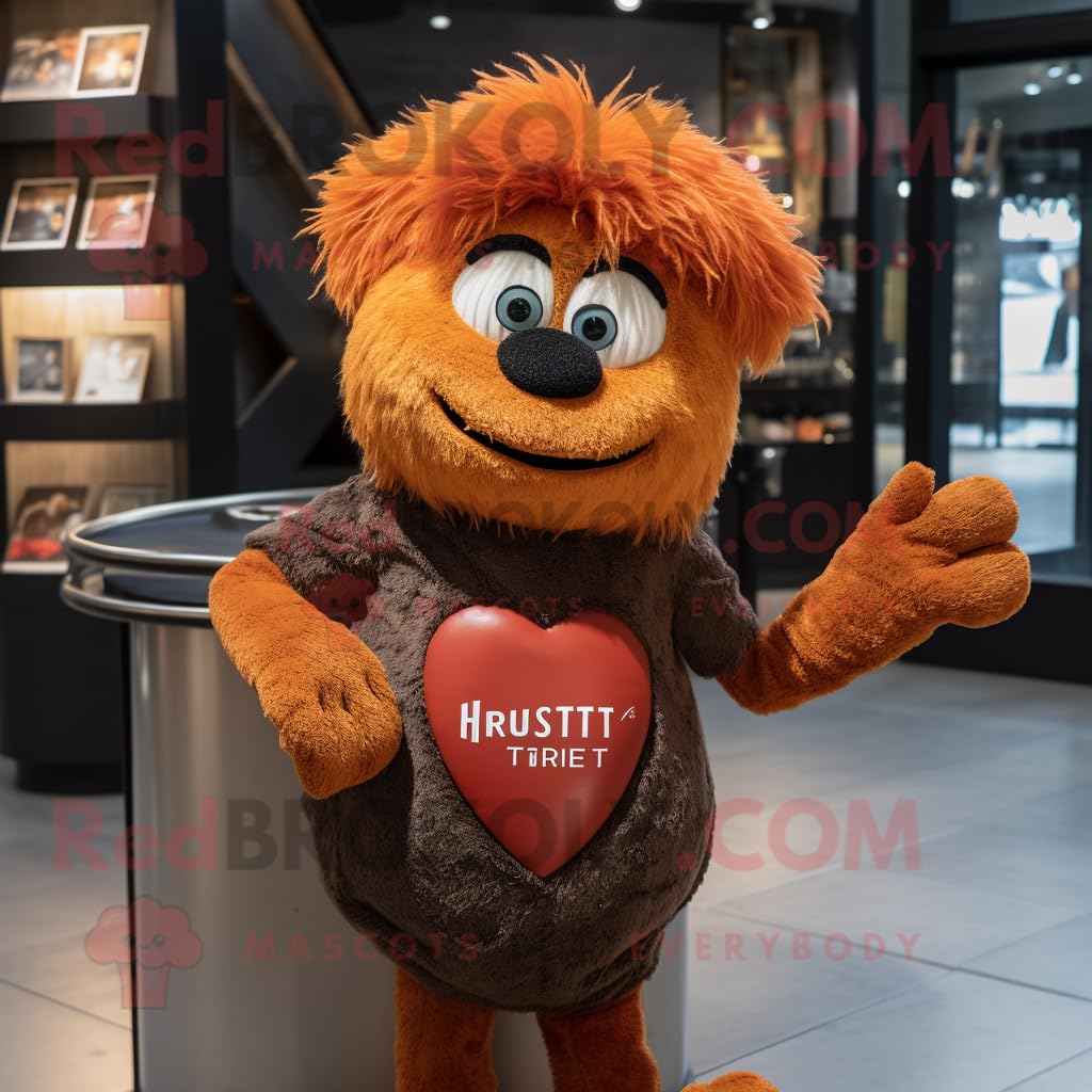Rust Heart mascotte personaggio costume vestito con una maglietta Henley e guanti