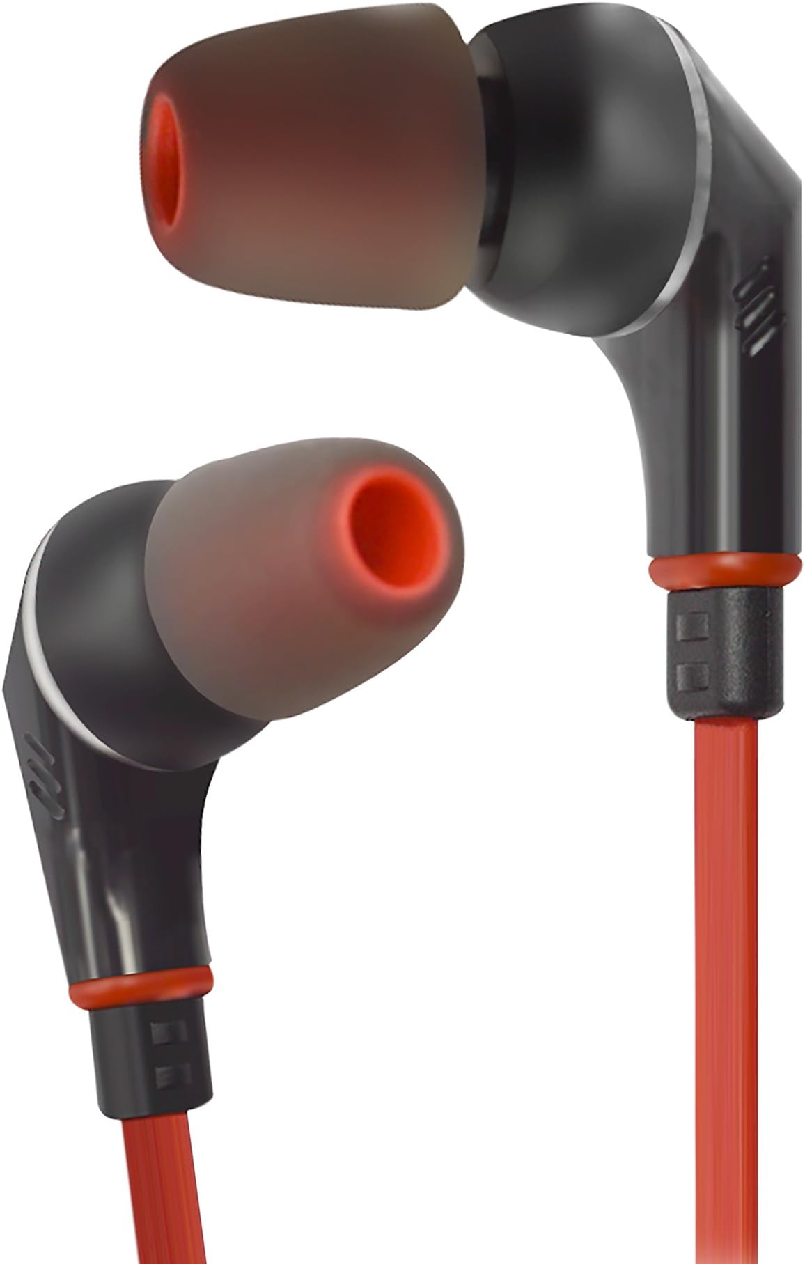 Earbuds for Samsung Galaxy, Android and iPhone | In-Ear Earphones | Headphones Multi Function Remote - Volume Control | Sweat Proof | Tangle Free Flat Cable | Galaxy S7 Earbuds | Bass [RED/BLACK]